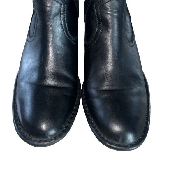 UGG Women's Bandara Leather‎ Stacked Heel Back Zipper Ankle Boot Black Size 8 - Picture 2 of 11